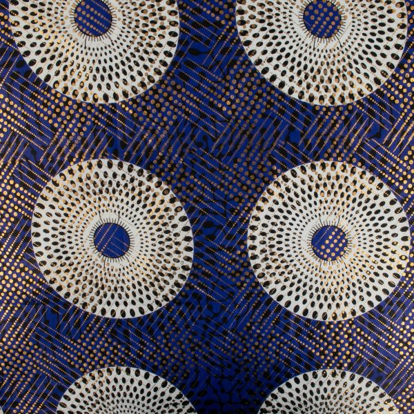 African Metallic Print - Cercles - Blue For Cheap