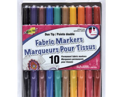 FABRIC FUN Fabric Marker 2-Tips primary colours - 10 pcs Online now