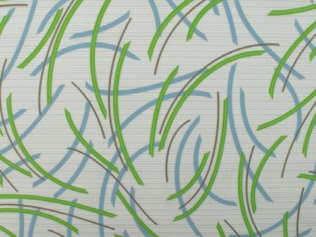 Upholstery Printed Vinyl - Lines - Green For Sale