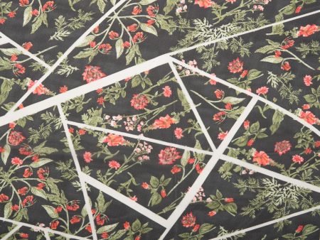 Printed Chiffon - CHANDA - Flowers   Triangle - Black Hot on Sale