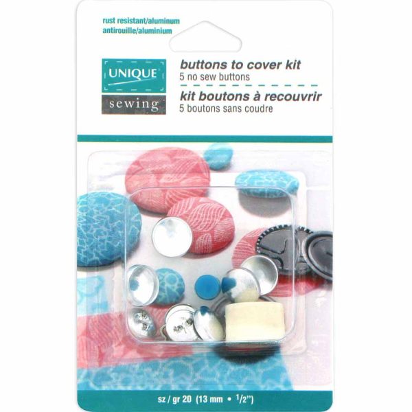 UNIQUE SEWING Buttons to Cover Kit with Tool - size 20 - 13mm (½ ) - 5 sets For Sale