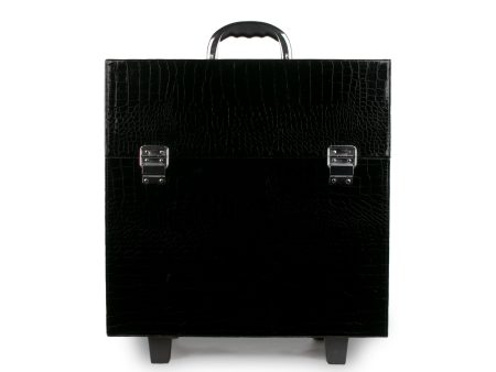 Pleather Case On Wheels 44 x 23 x 48CM - Black on Sale