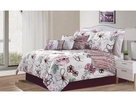 Andrea - 7 pcs Comforter set - Plum For Sale