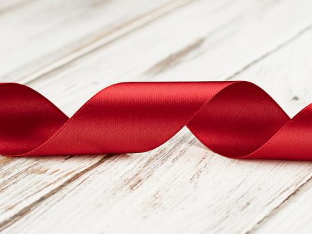 38mm Double Faced Satin Ribbon - Scarlet For Discount