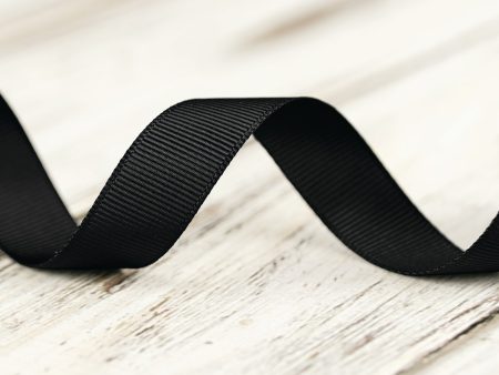 16mm Grosgrain Ribbon - Black For Sale