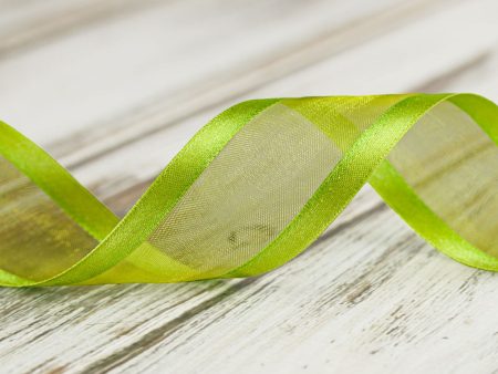 38mm Satin Edge Organza Ribbon - Apple Green For Discount