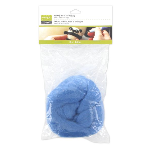 UNIQUE CRAFT Natural Wool Roving - 25g - Mikonos Blue For Discount