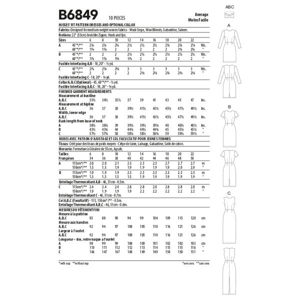 B6849 MISSES  FIT PATTERN DRESSES (size: 8-10-12-14-16-18-20-22) Discount