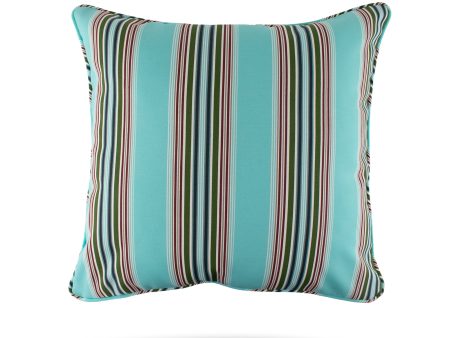 Decorative Outdoor Cushion Cover - Bombay - Lenaï Stripe - Aqua - 20 x 20in on Sale