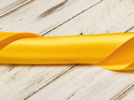 100mm Double Faced Satin Ribbon - Yellow For Sale