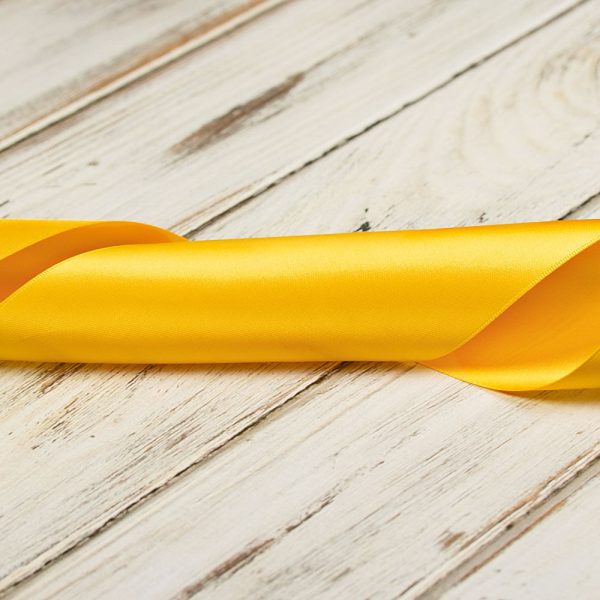 100mm Double Faced Satin Ribbon - Yellow For Sale