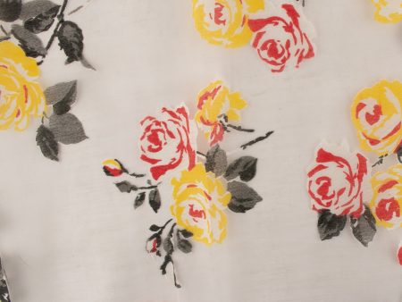 Printed Burnout Organza - Roses - Yellow Sale